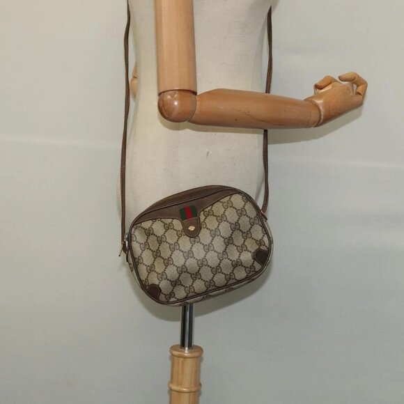 GUCCI GG Supreme Web Sherry Line Bag PVC Beige Gold Red 89 02 066 Auth BA2391 - Picture 3 of 16